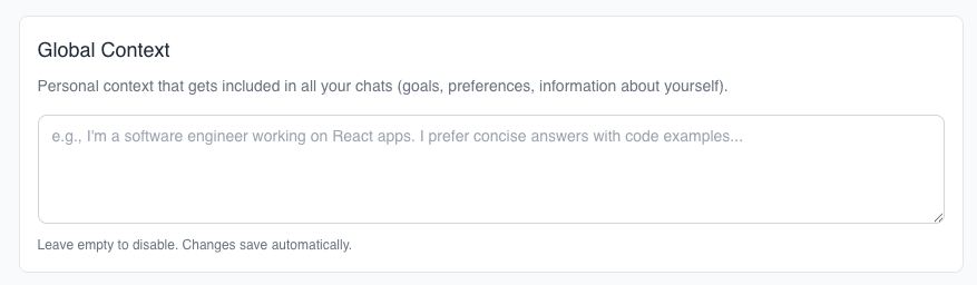 Global Context settings
